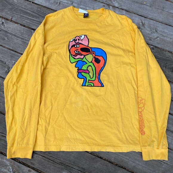 Brain Dead Brain Eeater Longsleeve Shirt Squash Yellow Large - Picture 1 of 6